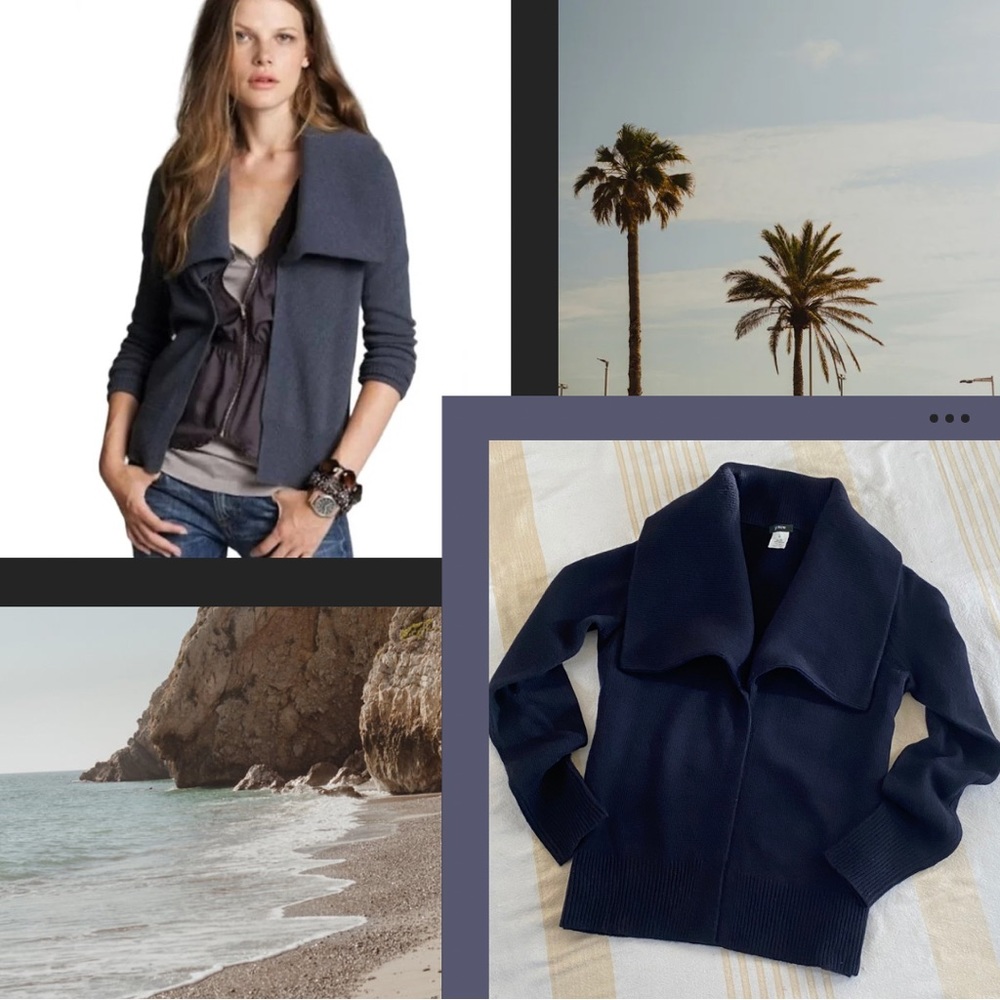 J. Crew🧣Open Shawl Collar Cardigan in Midnight Navy